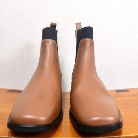 NWT Everlane The Italian Leather Square Toe Chelsea Boot 9.5 Peanut Heel Ankle - Picture 10 of 14